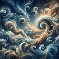 Poster - swirling wind patterns abstract wind currents swirling across th