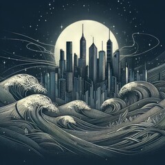 Poster - textured lines adding grain or texture to linework for visual in