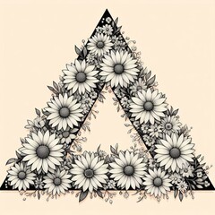 Poster - triangle with floral pattern of daisies a triangular frame with