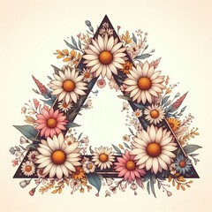 Poster - triangle with floral border of daisies a triangular frame with a