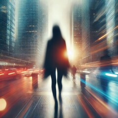 Poster - Visual A blurred image of a person walking away representing a f