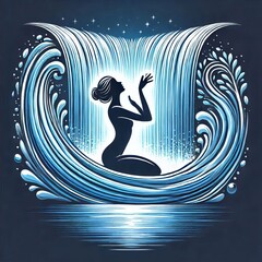 Poster - waterfall a dynamic logo with cascading water suitable for welln