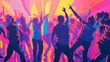 © Julia - dancing crowd disco party music banner for flyers and night club posters