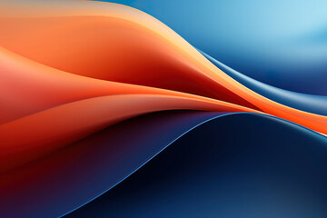 Wall Mural - Abstract Geometric Shape with Gradient of Deep Blue and Orange, Over Blue Background