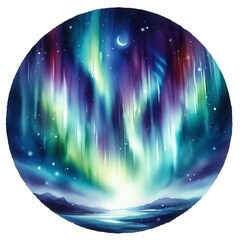 Wall Mural - Watercolor Aurora Mimicking the aurora borealis using watercolor