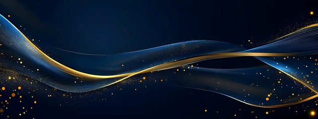 Wall Mural - Blue background with golden decoration on the left and right sides, dark blue color,


