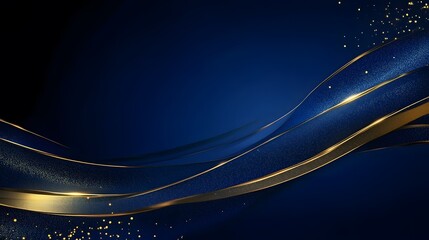 Wall Mural - Blue background with golden decoration on the left and right sides, dark blue color,


