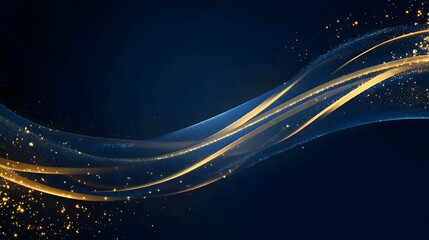 Wall Mural - Blue background with golden decoration on the left and right sides, dark blue color,


