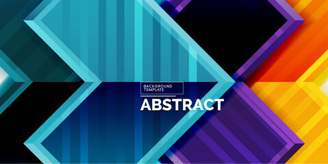 Poster - Arrow symbols created with 3d effects and line texture geometric abstract background