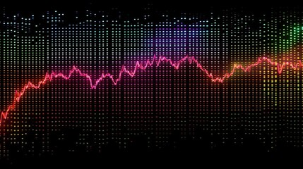 Fototapete - A digital stock market display with fluctuating graphs and numbers, ideal for creating a modern finance background with empty space for text or graphics.