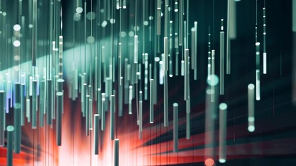 Poster - A video featuring a striking red and black background with bold white lines, A linear geometric interpretation of digital signals