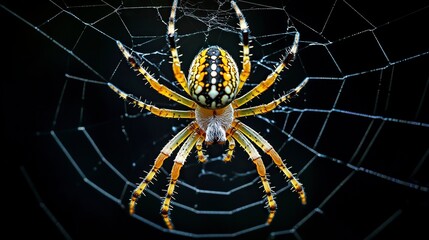 realistic Spider's web black background.