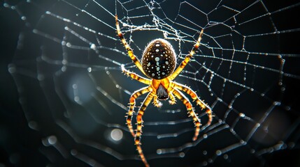 realistic Spider's web black background.