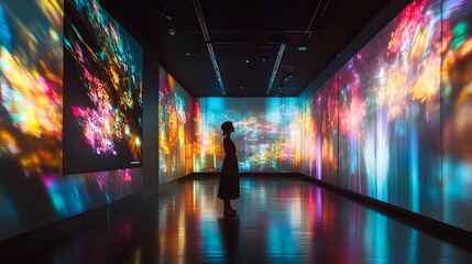 Poster - holographic art installation in a museum, demonstrating the creative and immersive possibilities of holographic art