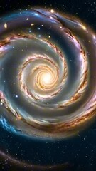 Wall Mural - vertical 9:16 rotating spiral galaxy with colorful stars, in a high-detail, cosmic aesthetic