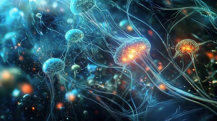 Poster - Futuristic Conceptual AI Design Featuring Neural Network Aesthetics