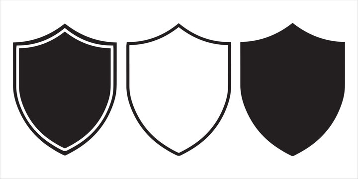 Shield guard icon stencil-filled flat design vector illustration