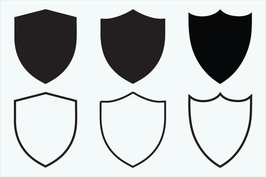 Shield guard icon stencil-filled flat design vector illustration