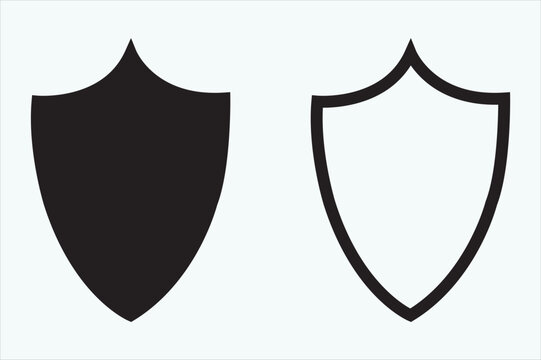 Shield guard icon stencil-filled flat design vector illustration