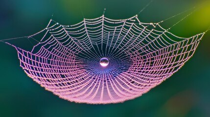 Dew Kissed Spiderweb  Nature s Intricate Morning Jewel