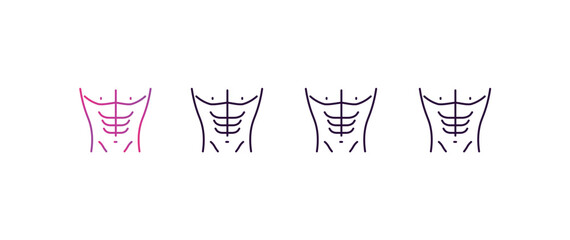 Poster - abs gradient, line, filled, colored icon. editable vector from health and medical concept. four different style abs icon isolated on white background