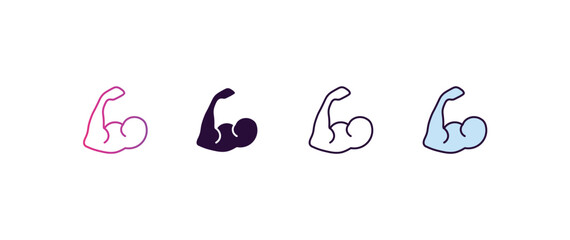 Poster - biceps gradient, line, filled, colored icon. editable vector from health and medical concept. four different style biceps icon isolated on white background