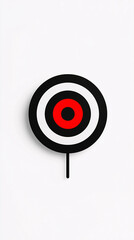 Wall Mural - black and white target bullseye with red center on a white background