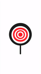 Wall Mural - red and black target bullseye with a stick on a white background