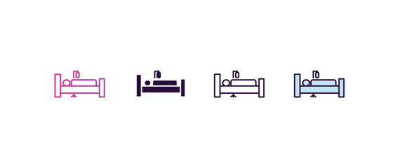Poster - illness on bed gradient, line, filled, colored icon. editable vector from medical concept. four different style illness on bed icon isolated on white background