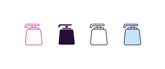 Poster - liquid soap gradient, line, filled, colored icon. editable vector from kitchen concept. four different style liquid soap icon isolated on white background