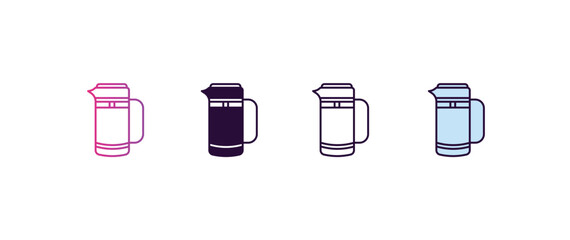 Poster - coffee pot gradient, line, filled, colored icon. editable vector from kitchen concept. four different style coffee pot icon isolated on white background
