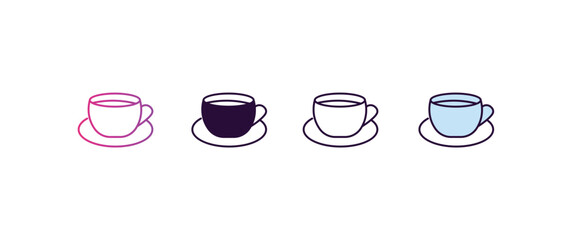 Poster - tea cup gradient, line, filled, colored icon. editable vector from kitchen concept. four different style tea cup icon isolated on white background