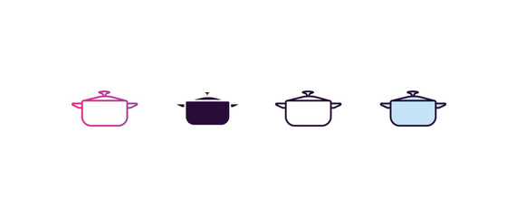 Poster - pot gradient, line, filled, colored icon. editable vector from kitchen concept. four different style pot icon isolated on white background