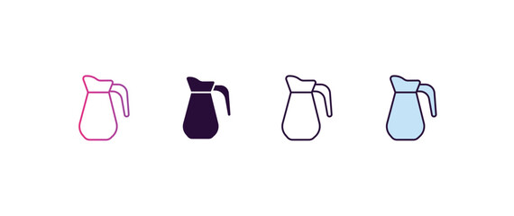 Poster - pitcher gradient, line, filled, colored icon. editable vector from kitchen concept. four different style pitcher icon isolated on white background
