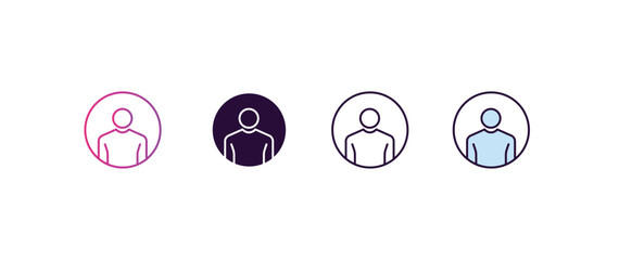 Poster - profiles gradient, line, filled, colored icon. editable vector from human resources concept. four different style profiles icon isolated on white background