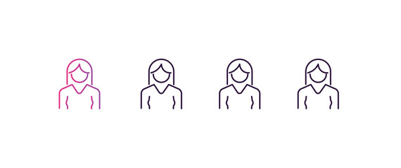 Poster - women gradient, line, filled, colored icon. editable vector from human resources concept. four different style women icon isolated on white background