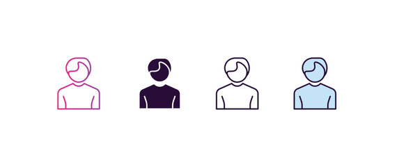 Poster - man gradient, line, filled, colored icon. editable vector from human resources concept. four different style man icon isolated on white background