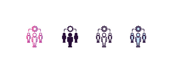 Poster - teamwork gradient, line, filled, colored icon. editable vector from human resources concept. four different style teamwork icon isolated on white background