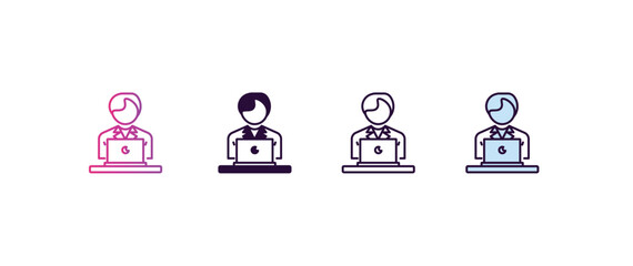 Poster - working gradient, line, filled, colored icon. editable vector from human resources concept. four different style working icon isolated on white background