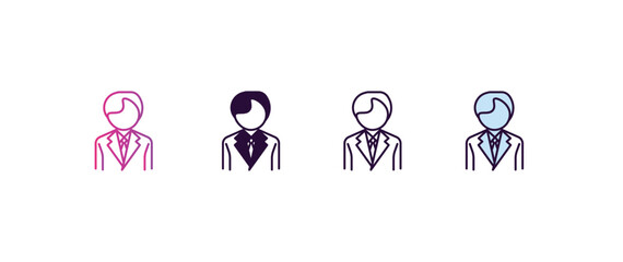 Poster - employee gradient, line, filled, colored icon. editable vector from human resources concept. four different style employee icon isolated on white background