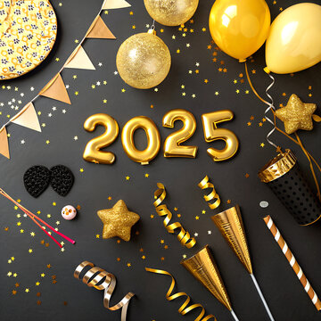 Happy new year 2025 event number party celebrate