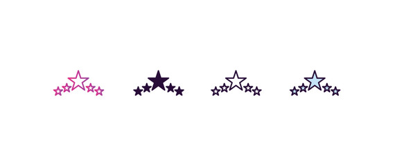 Poster - five stars gradient, line, filled, colored icon. editable vector from hotel concept. four different style five stars icon isolated on white background