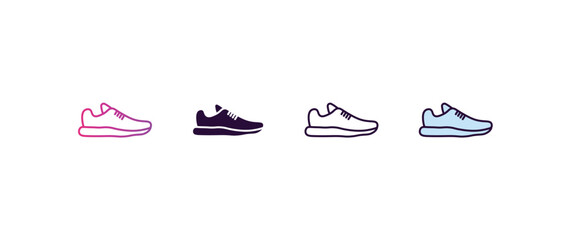 Poster - trainers gradient, line, filled, colored icon. editable vector from gym concept. four different style trainers icon isolated on white background