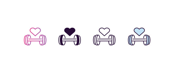 Poster - fitness gradient, line, filled, colored icon. editable vector from gym concept. four different style fitness icon isolated on white background