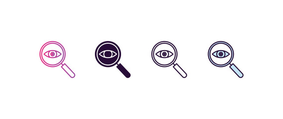 Poster - detection gradient, line, filled, colored icon. editable vector from ai and tech concept. four different style detection icon isolated on white background