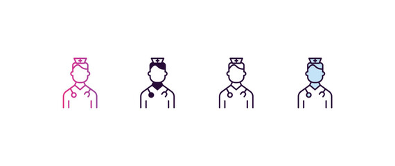 Poster - nurse gradient, line, filled, colored icon. editable vector from ai and tech concept. four different style nurse icon isolated on white background