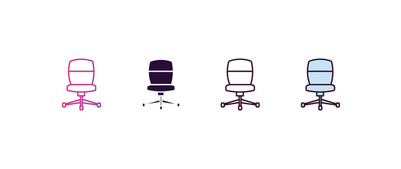 Poster - desk chair  gradient, line, filled, colored icon. editable vector from furniture concept. four different style desk chair  icon isolated on white background
