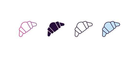 Poster - croissant  gradient, line, filled, colored icon. editable vector from food concept. four different style croissant  icon isolated on white background