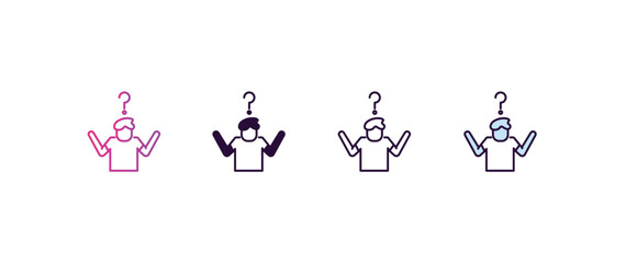 Poster - confused human gradient, line, filled, colored icon. editable vector from feelings concept. four different style confused human icon isolated on white background