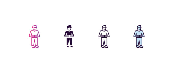 Poster - confident human gradient, line, filled, colored icon. editable vector from feelings concept. four different style confident human icon isolated on white background